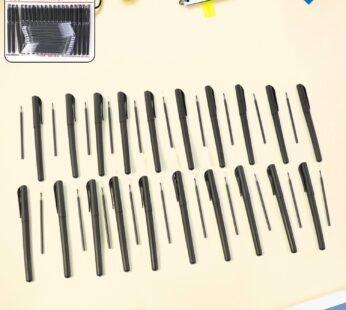 Refillable Black Marker Pen with Extra Ink Refills 20 pieces (1 Set)