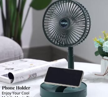 Rechargeable Desktop Table Fan Mobile Phone Holder (1 Pc)
