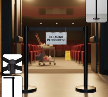 Heavy Duty Retractable Belt Crowd Control Pole with Sturdy Base – 1 Pc