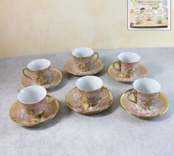 Premium Floral Porcelain Tea Cup and Saucer Set (12 Pc Set)